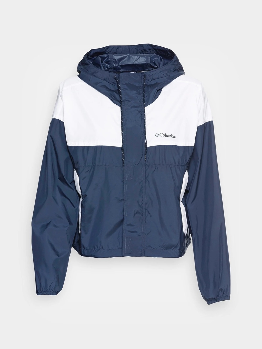 Columbia Flash Challenger cropped windbreaker jacket in Navy/white